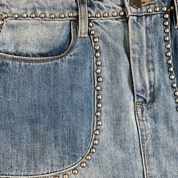 Blank NYC Silver Studded Blue Jean Skirt Size 27 - Picture 4 of 8